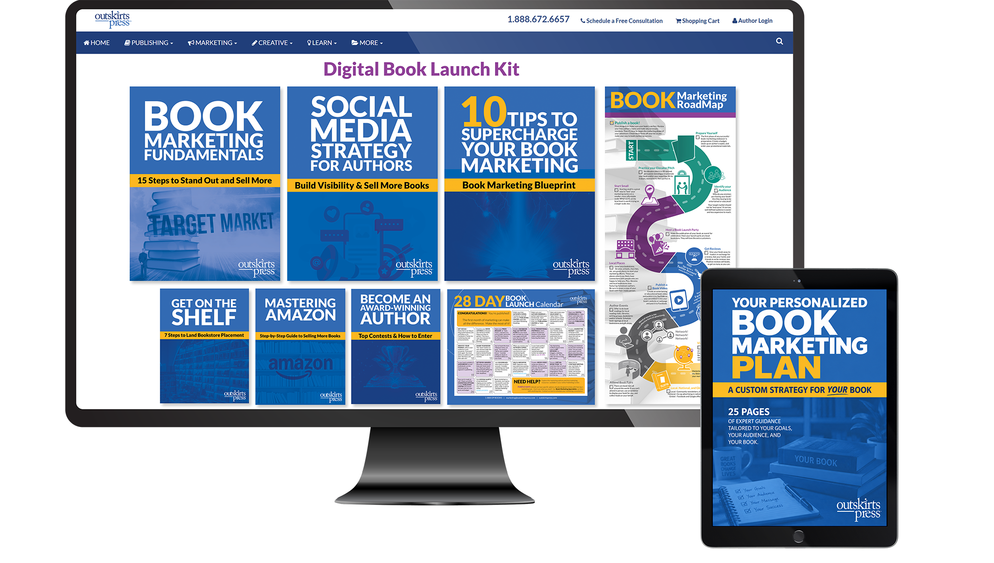 Digital Book Launch Kit and personalized Book Marketing Plan included with the Basic Full-Color publishing package