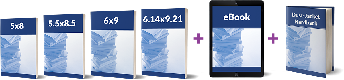 Popular memoir publishing formats including paperback, eBook, and dust-jacket hardback editions