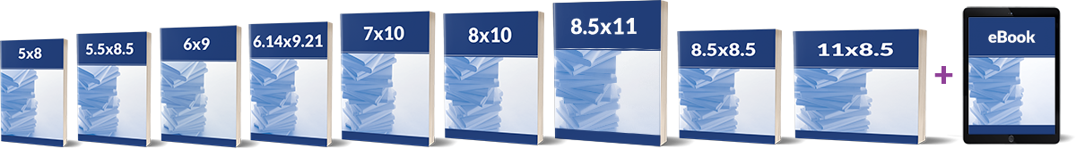 Ultimate Black & White Publishing Package includes 7 paperback book sizes plus eBook publishing.